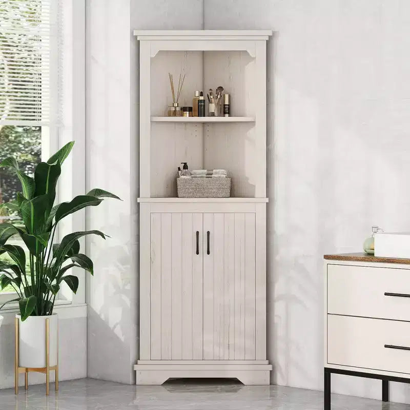 GDFStudio Aetheron Rustic Wooden Tall Corner Cabinet