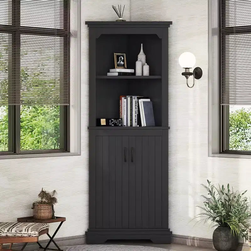 GDFStudio Aetheron Rustic Wooden Tall Corner Cabinet