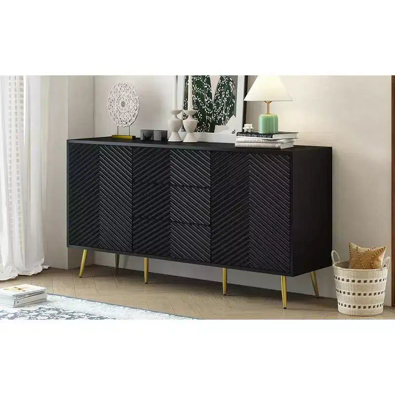 Okak Vintage Sideboard Buffet, Storage Cabinet with 4 Doors & 2 Drawers, Coffee Bar Cabinet for Kitchen Living Room Bedroom