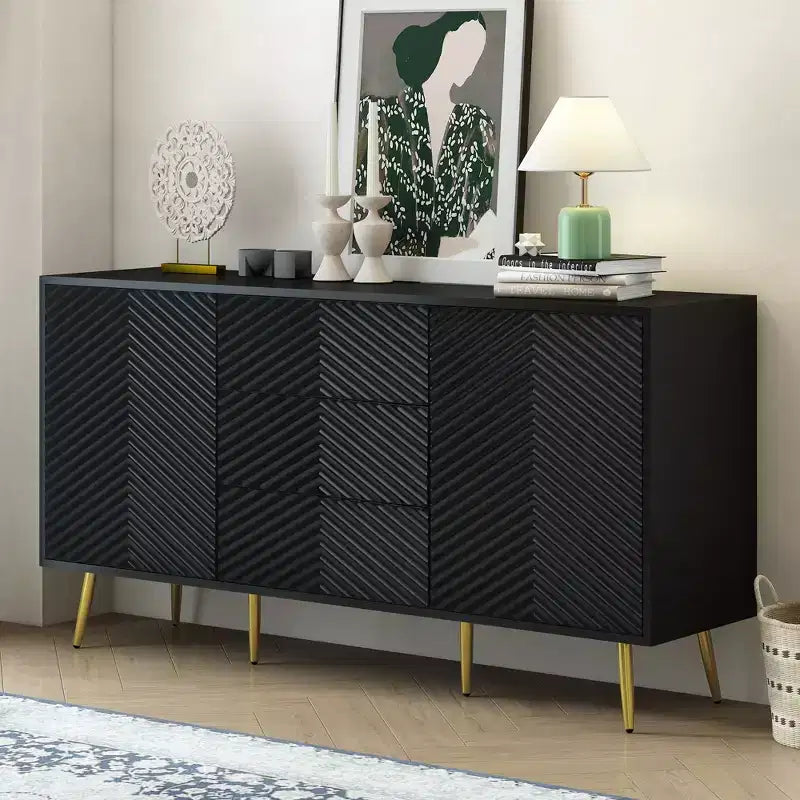 Okak Vintage Sideboard Buffet, Storage Cabinet with 4 Doors & 2 Drawers, Coffee Bar Cabinet for Kitchen Living Room Bedroom