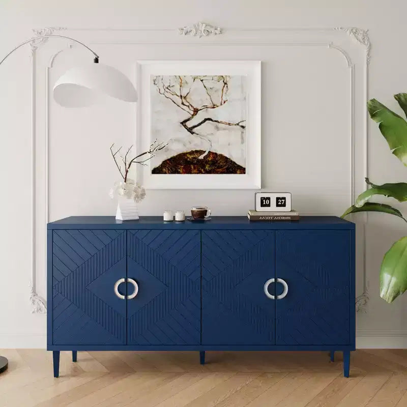 Okak Vintage Sideboard Buffet, Storage Cabinet with 4 Doors & 2 Drawers, Coffee Bar Cabinet for Kitchen Living Room Bedroom