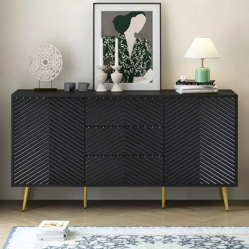 Okak Vintage Sideboard Buffet, Storage Cabinet with 4 Doors & 2 Drawers, Coffee Bar Cabinet for Kitchen Living Room Bedroom