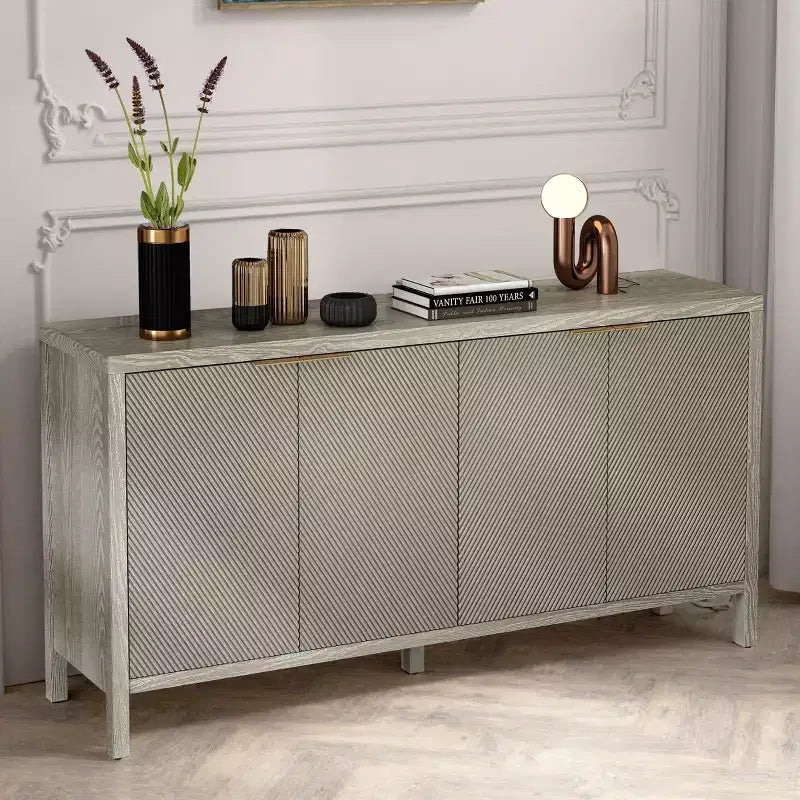 Okak Vintage Sideboard Buffet, Storage Cabinet with 4 Doors & 2 Drawers, Coffee Bar Cabinet for Kitchen Living Room Bedroom