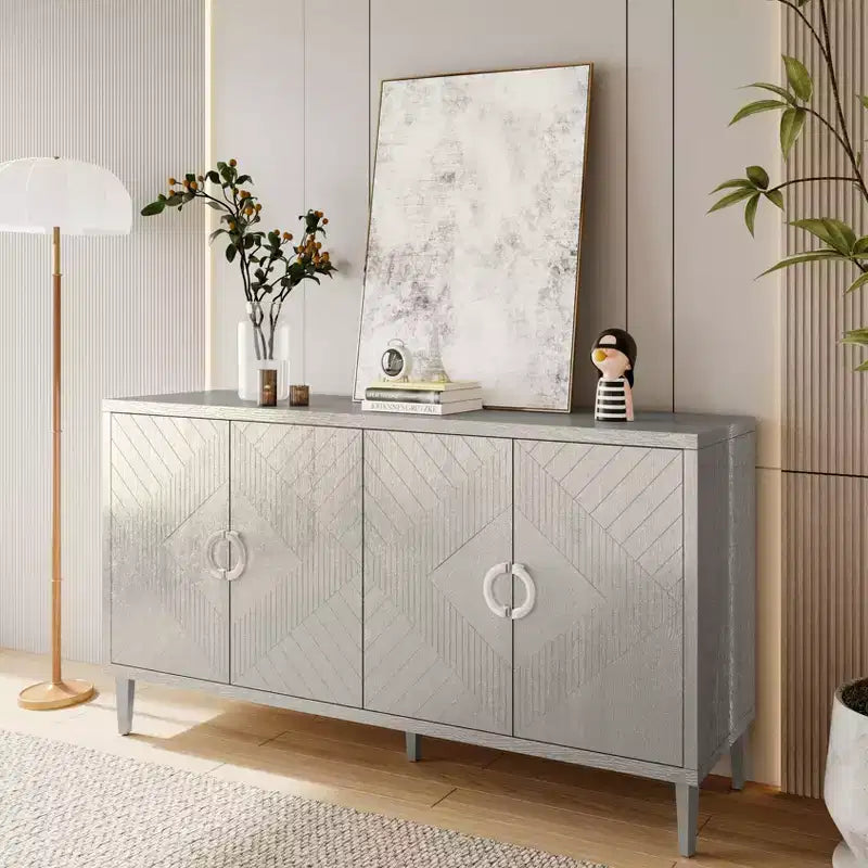 Okak Vintage Sideboard Buffet, Storage Cabinet with 4 Doors & 2 Drawers, Coffee Bar Cabinet for Kitchen Living Room Bedroom