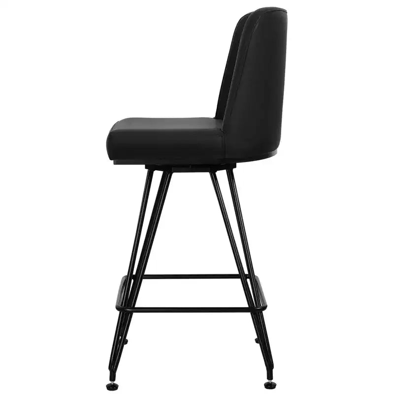 Bekrvio 26 Swivel Counter Height Bar Stools Set of 1/2/3/4, Faux Leather or Velvet Upholstered with V-Shaped Metal Base for Kitchen Island