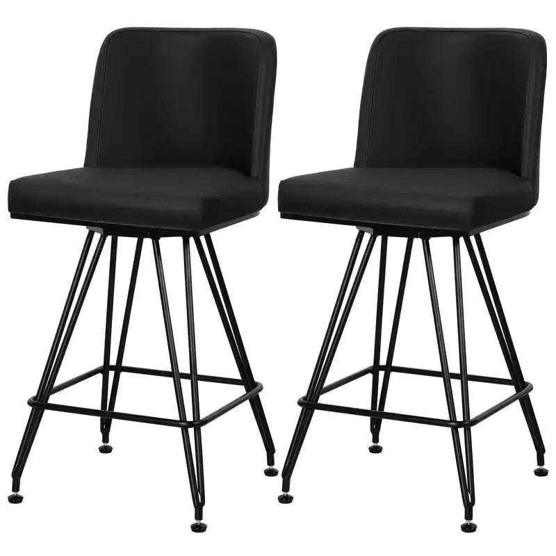 Bekrvio 26 Swivel Counter Height Bar Stools Set of 1/2/3/4, Faux Leather or Velvet Upholstered with V-Shaped Metal Base for Kitchen Island