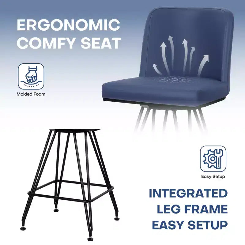 Bekrvio 26 Swivel Counter Height Bar Stools Set of 1/2/3/4, Faux Leather or Velvet Upholstered with V-Shaped Metal Base for Kitchen Island