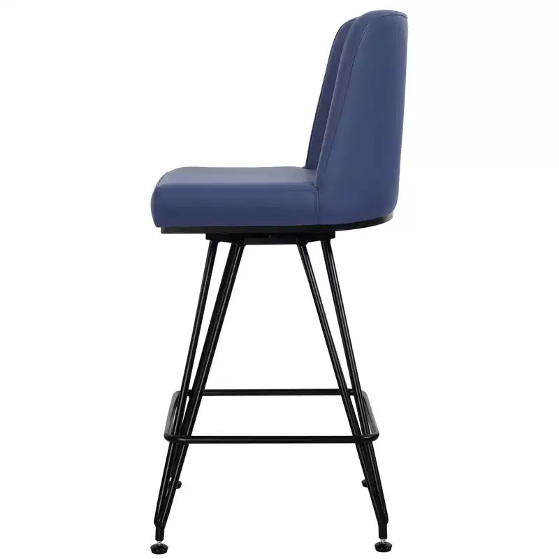 Bekrvio 26 Swivel Counter Height Bar Stools Set of 1/2/3/4, Faux Leather or Velvet Upholstered with V-Shaped Metal Base for Kitchen Island