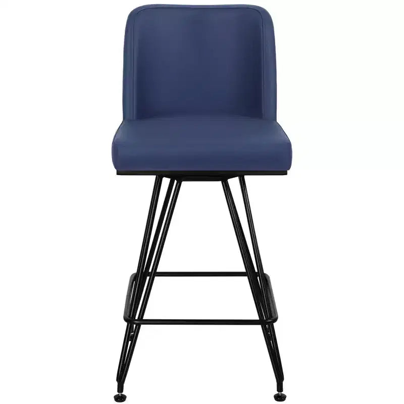 Bekrvio 26 Swivel Counter Height Bar Stools Set of 1/2/3/4, Faux Leather or Velvet Upholstered with V-Shaped Metal Base for Kitchen Island