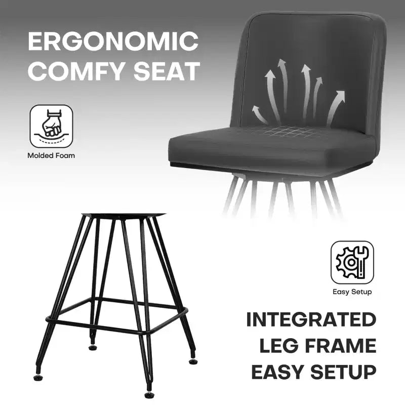 Bekrvio 26 Swivel Counter Height Bar Stools Set of 1/2/3/4, Faux Leather or Velvet Upholstered with V-Shaped Metal Base for Kitchen Island