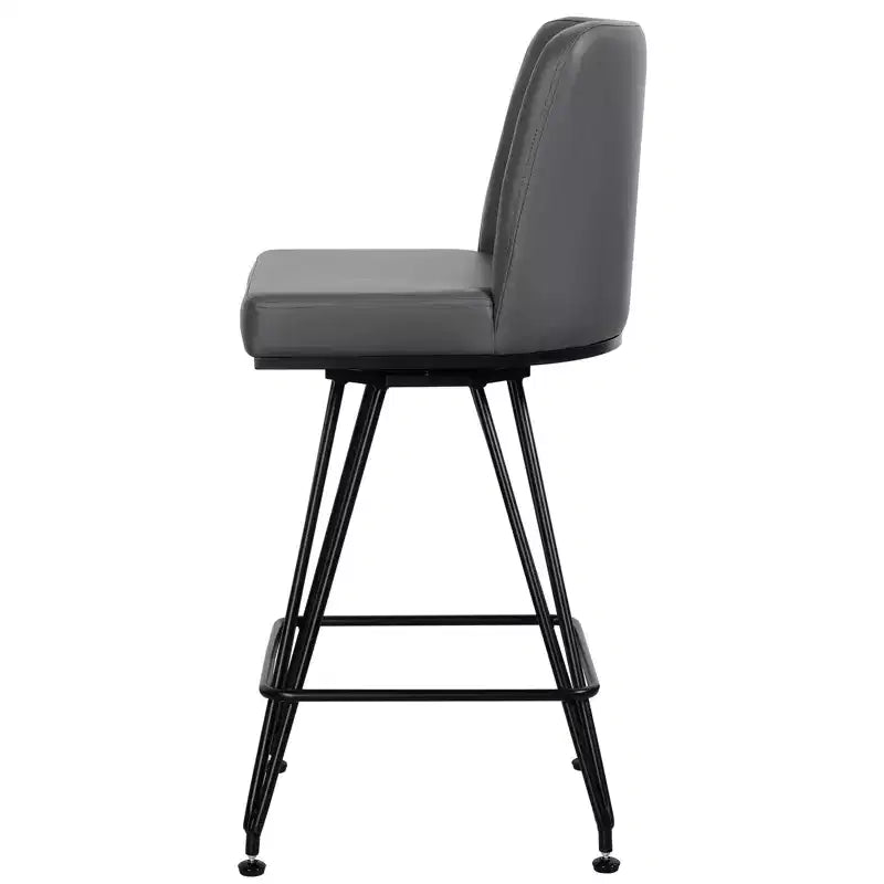 Bekrvio 26 Swivel Counter Height Bar Stools Set of 1/2/3/4, Faux Leather or Velvet Upholstered with V-Shaped Metal Base for Kitchen Island