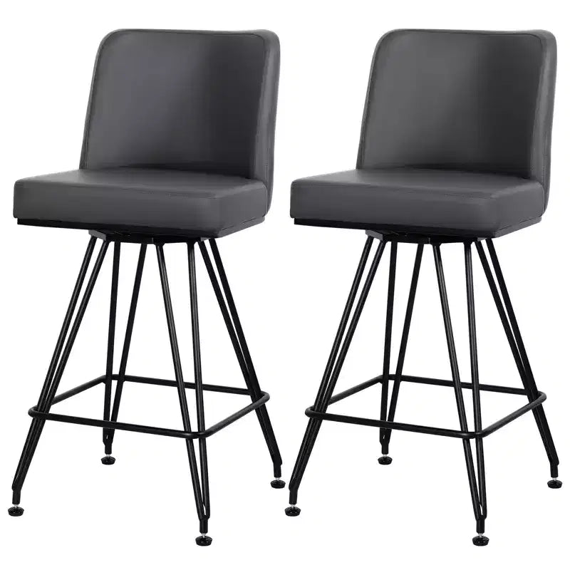 Bekrvio 26 Swivel Counter Height Bar Stools Set of 1/2/3/4, Faux Leather or Velvet Upholstered with V-Shaped Metal Base for Kitchen Island