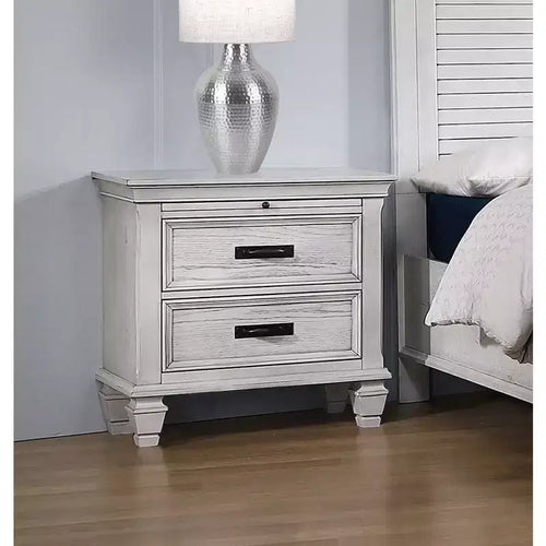 Coaster,Franco 2-drawer Nightstand Distressed White