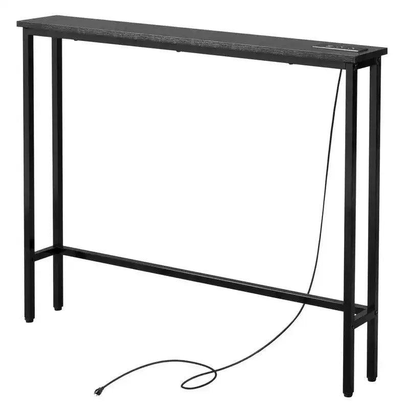 Rust Brown 1pcs Triamine Iron 100*15*79cm Entryway Table with Plugs
