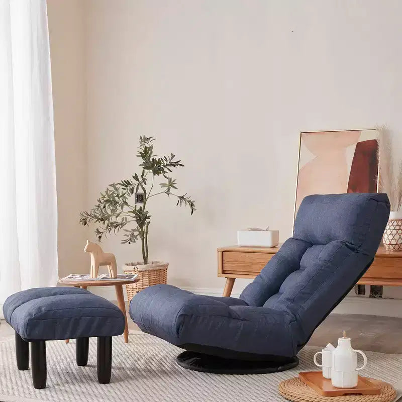 GDFStudio Sharp Swivel Floor Chair, Adjustable Upholstered Reclining with Ottoman