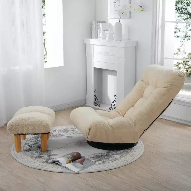 GDFStudio Sharp Swivel Floor Chair, Adjustable Upholstered Reclining with Ottoman