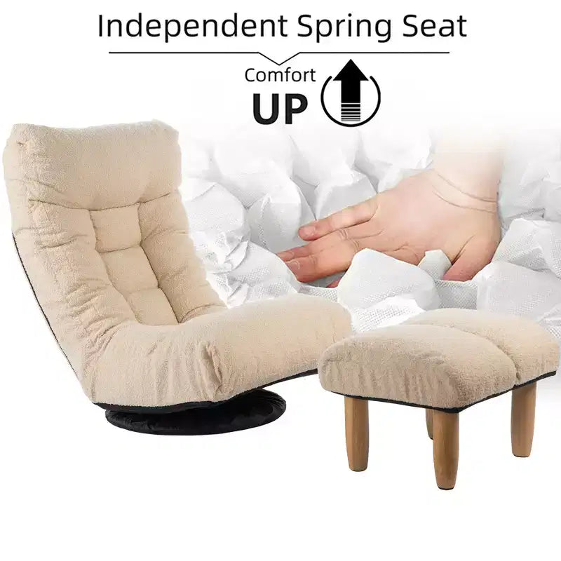 GDFStudio Sharp Swivel Floor Chair, Adjustable Upholstered Reclining with Ottoman