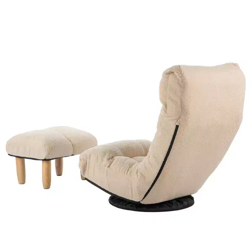 GDFStudio Sharp Swivel Floor Chair, Adjustable Upholstered Reclining with Ottoman