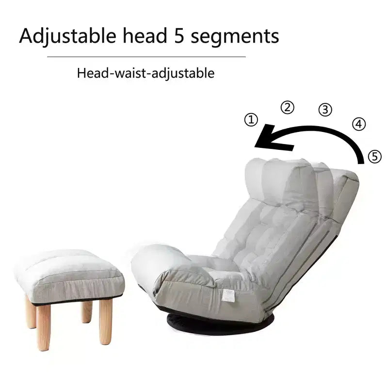 GDFStudio Sharp Swivel Floor Chair, Adjustable Upholstered Reclining with Ottoman