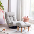 GDFStudio Sharp Swivel Floor Chair, Adjustable Upholstered Reclining with Ottoman