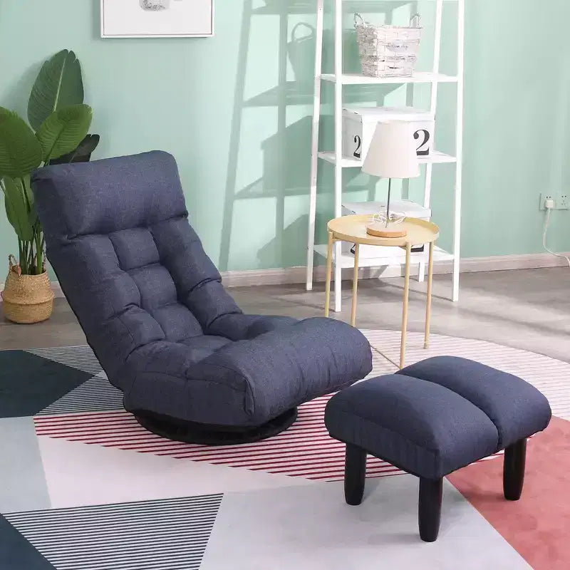GDFStudio Sharp Swivel Floor Chair, Adjustable Upholstered Reclining with Ottoman