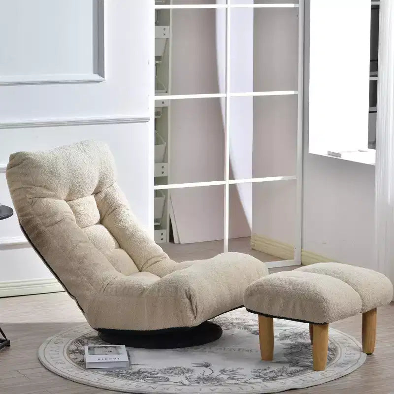 GDFStudio Sharp Swivel Floor Chair, Adjustable Upholstered Reclining with Ottoman