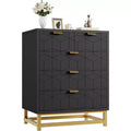 Acekool Modern 5-Drawer Storage Cabinet with Metal Handles for Bedroom, Living Room, or Entryway White with Gold Metal Legs