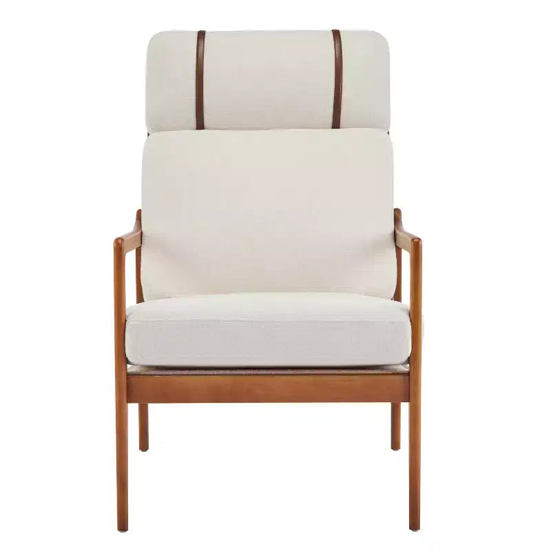 Mid-Century Accent Armchair Duo High-Back Solid Wood Frame, Lounge Chairs for Living Room, Bedroom or Reading Nook