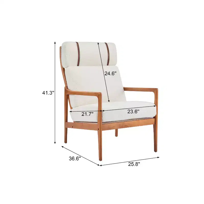 Mid-Century Accent Armchair Duo High-Back Solid Wood Frame, Lounge Chairs for Living Room, Bedroom or Reading Nook