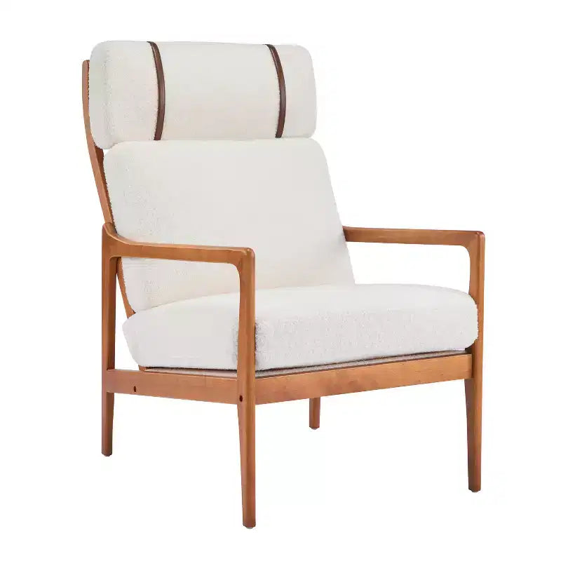 Mid-Century Accent Armchair Duo High-Back Solid Wood Frame, Lounge Chairs for Living Room, Bedroom or Reading Nook