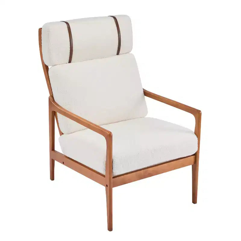 Mid-Century Accent Armchair Duo High-Back Solid Wood Frame, Lounge Chairs for Living Room, Bedroom or Reading Nook