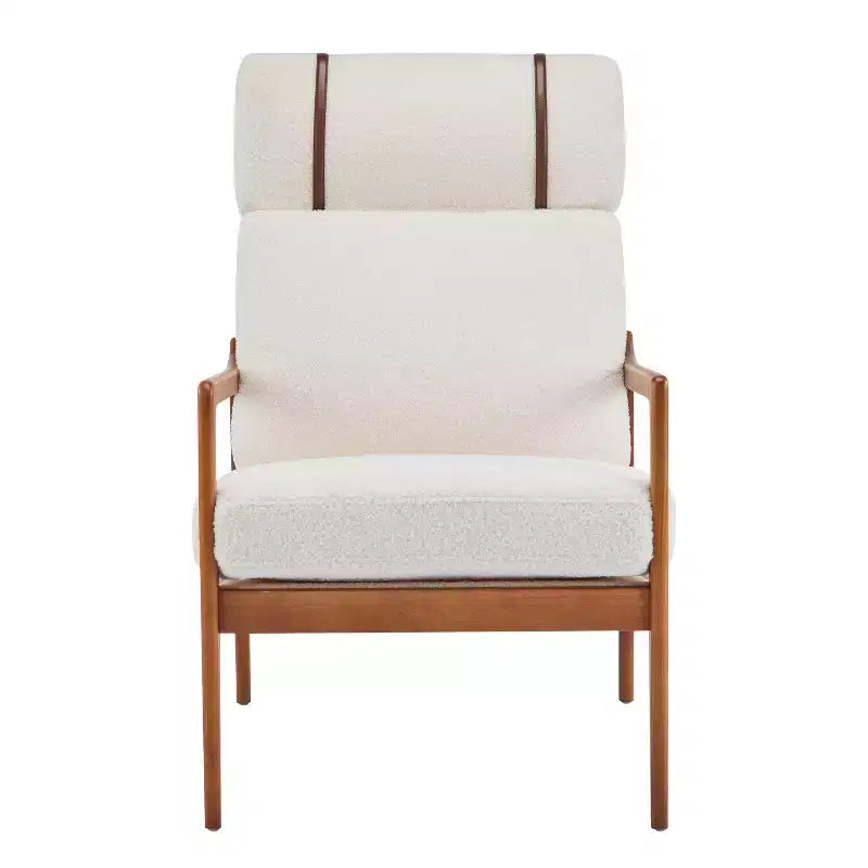 Mid-Century Accent Armchair Duo High-Back Solid Wood Frame, Lounge Chairs for Living Room, Bedroom or Reading Nook