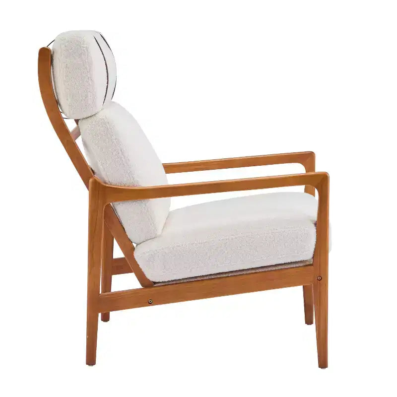 Mid-Century Accent Armchair Duo High-Back Solid Wood Frame, Lounge Chairs for Living Room, Bedroom or Reading Nook