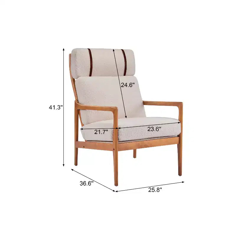 Mid-Century Accent Armchair Duo High-Back Solid Wood Frame, Lounge Chairs for Living Room, Bedroom or Reading Nook