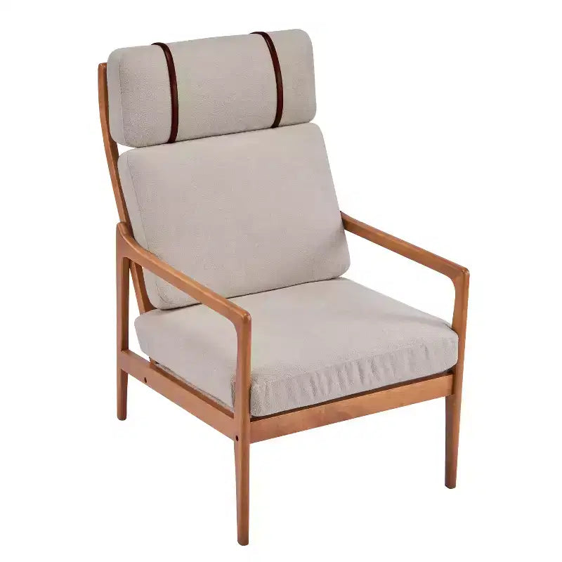Mid-Century Accent Armchair Duo High-Back Solid Wood Frame, Lounge Chairs for Living Room, Bedroom or Reading Nook