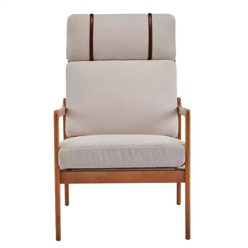 Mid-Century Accent Armchair Duo High-Back Solid Wood Frame, Lounge Chairs for Living Room, Bedroom or Reading Nook