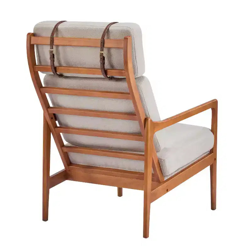Mid-Century Accent Armchair Duo High-Back Solid Wood Frame, Lounge Chairs for Living Room, Bedroom or Reading Nook