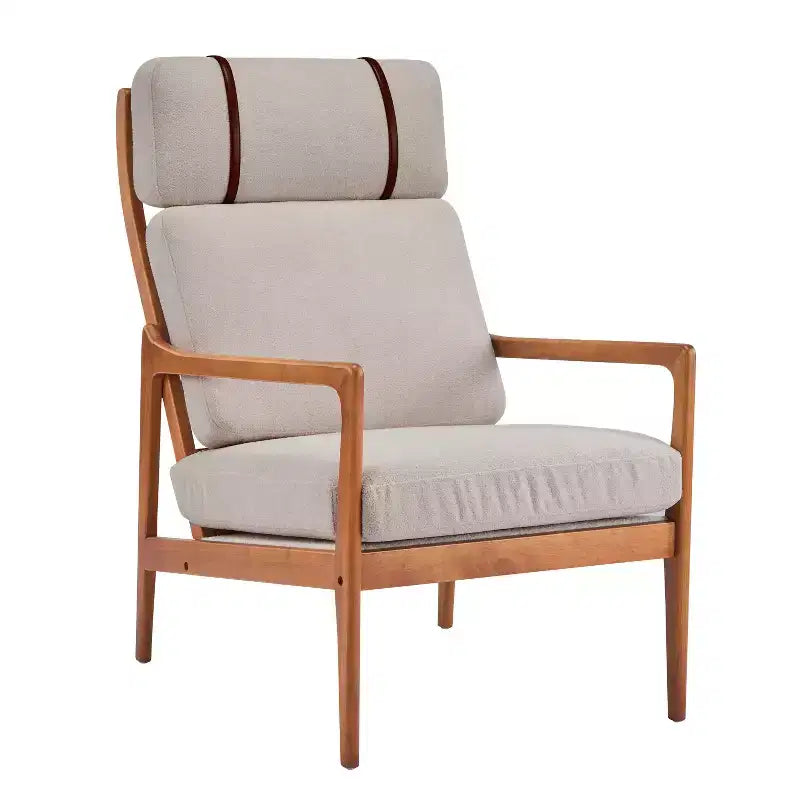 Mid-Century Accent Armchair Duo High-Back Solid Wood Frame, Lounge Chairs for Living Room, Bedroom or Reading Nook