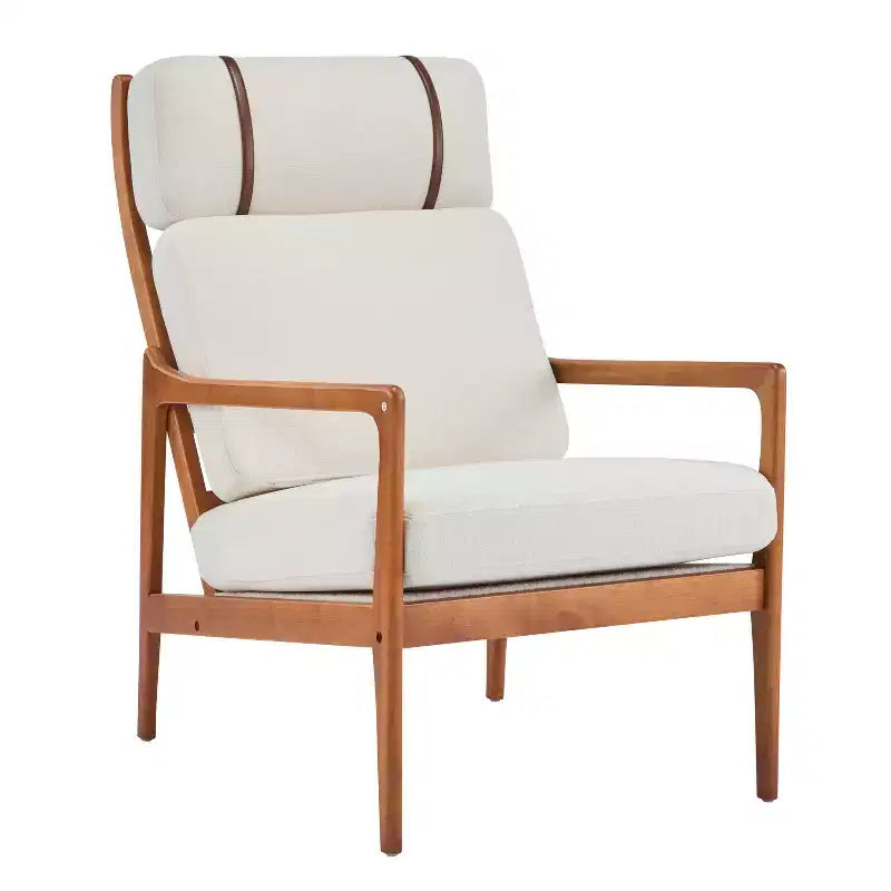 Mid-Century Accent Armchair Duo High-Back Solid Wood Frame, Lounge Chairs for Living Room, Bedroom or Reading Nook