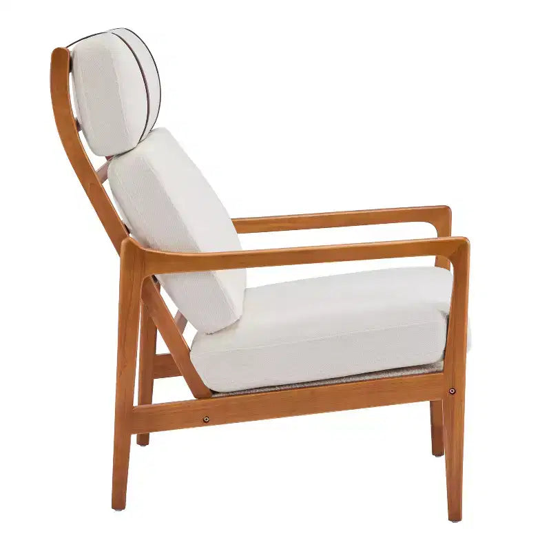 Mid-Century Accent Armchair Duo High-Back Solid Wood Frame, Lounge Chairs for Living Room, Bedroom or Reading Nook