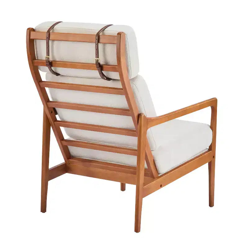 Mid-Century Accent Armchair Duo High-Back Solid Wood Frame, Lounge Chairs for Living Room, Bedroom or Reading Nook