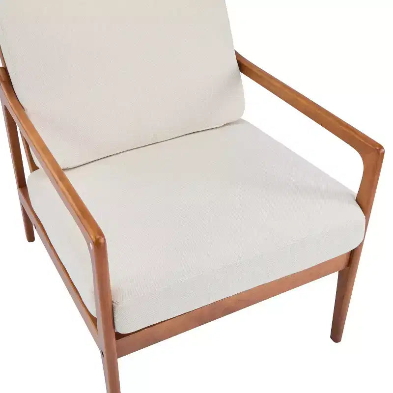 Mid-Century Accent Armchair Duo High-Back Solid Wood Frame, Lounge Chairs for Living Room, Bedroom or Reading Nook
