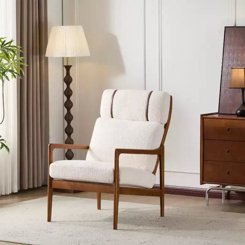 Mid-Century Accent Armchair Duo High-Back Solid Wood Frame, Lounge Chairs for Living Room, Bedroom or Reading Nook