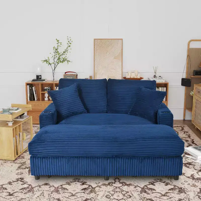 Christopher Knight Home Alkrista Corduroy Upholstered 64W Double Chaise Lounge