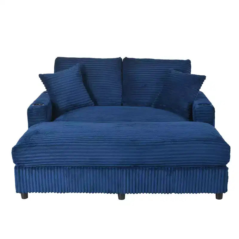 Christopher Knight Home Alkrista Corduroy Upholstered 64W Double Chaise Lounge