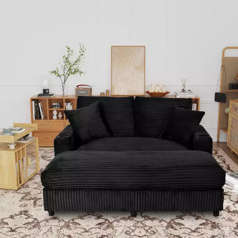 Christopher Knight Home Alkrista Corduroy Upholstered 64W Double Chaise Lounge