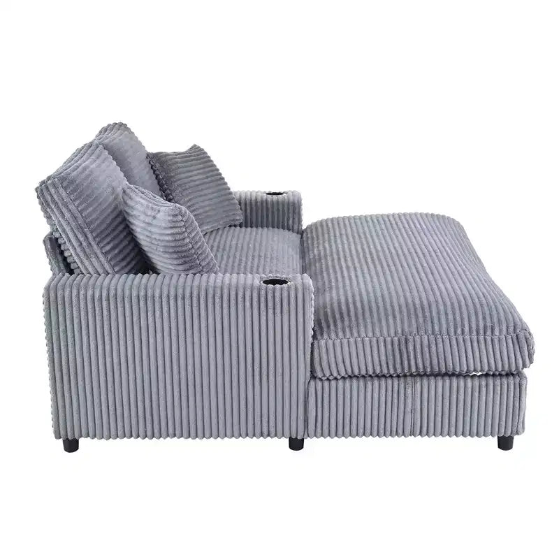 Christopher Knight Home Alkrista Corduroy Upholstered 64W Double Chaise Lounge