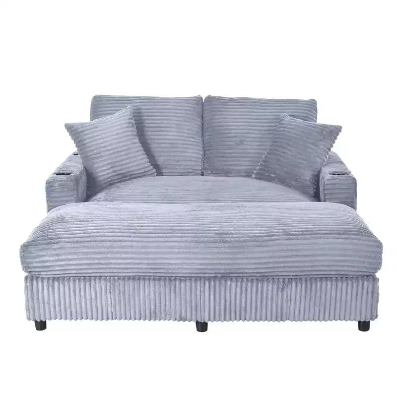 Christopher Knight Home Alkrista Corduroy Upholstered 64W Double Chaise Lounge