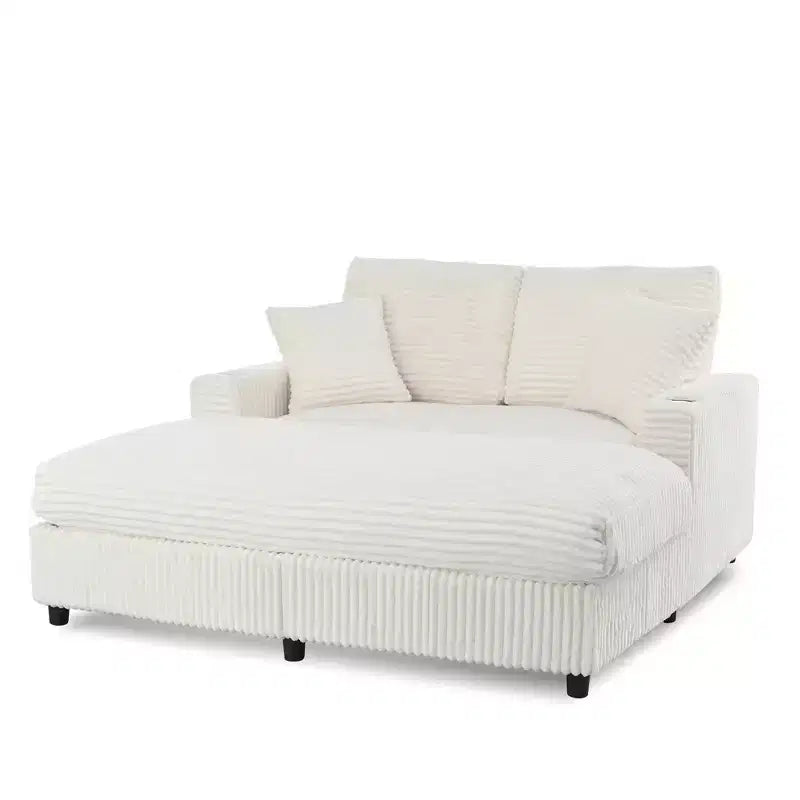 Christopher Knight Home Alkrista Corduroy Upholstered 64W Double Chaise Lounge