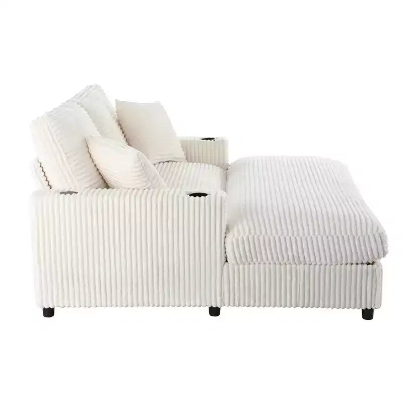 Christopher Knight Home Alkrista Corduroy Upholstered 64W Double Chaise Lounge